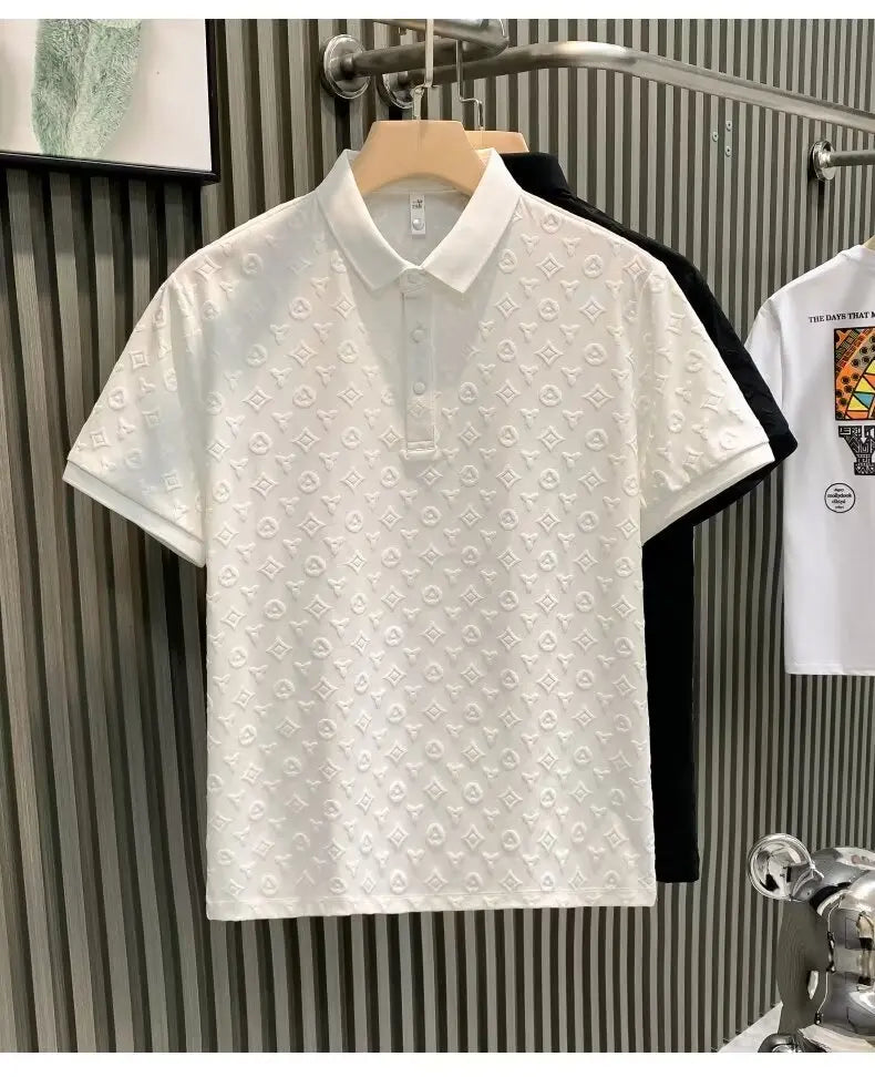 New Summer Fashion Men Polo Shirts Letter Printed Half Collar Short Sleeve Casual Breathable Streetwear Men Shirts Tops