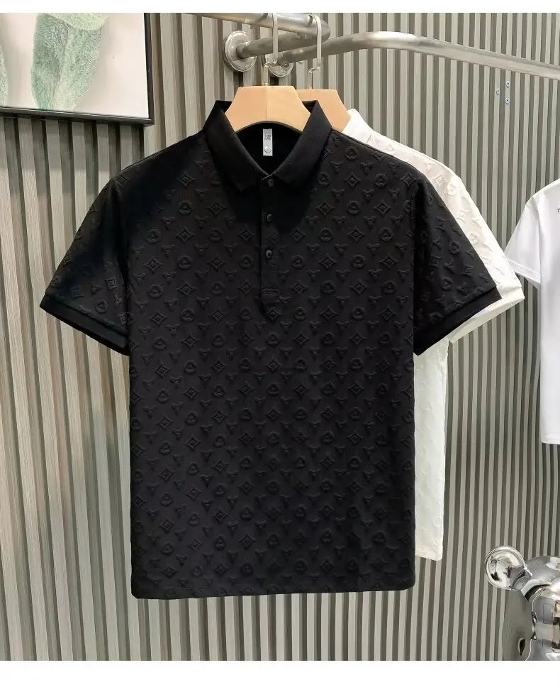 New Summer Fashion Men Polo Shirts Letter Printed Half Collar Short Sleeve Casual Breathable Streetwear Men Shirts Tops