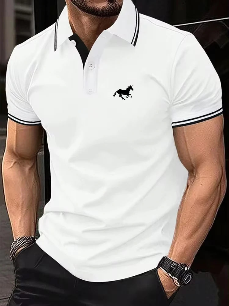 New Men’s Classic Polo Shirt – Short Sleeve Summer Top with Button Lapel | Casual