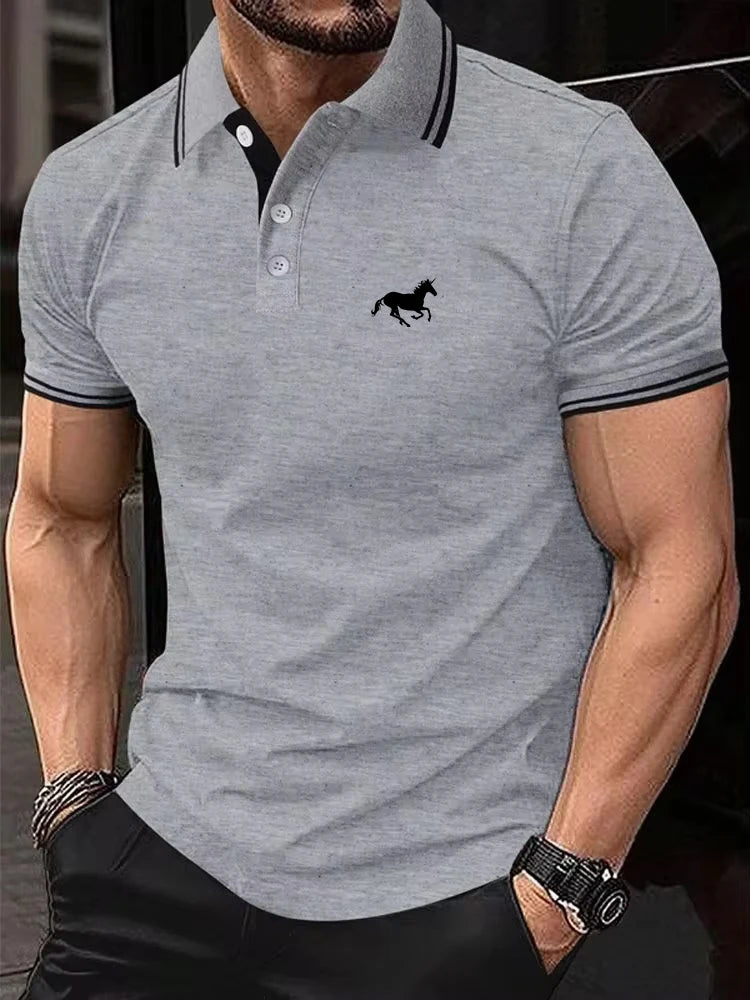 New Men’s Classic Polo Shirt – Short Sleeve Summer Top with Button Lapel | Casual