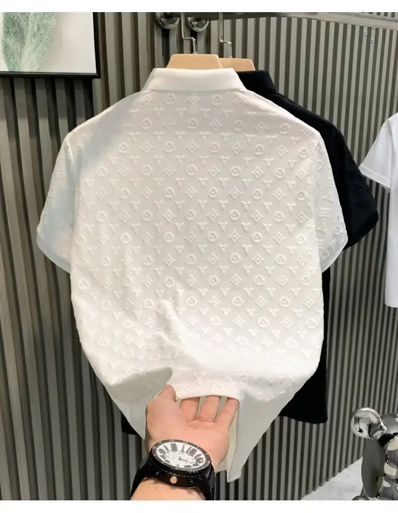 New Summer Fashion Men Polo Shirts Letter Printed Half Collar Short Sleeve Casual Breathable Streetwear Men Shirts Tops