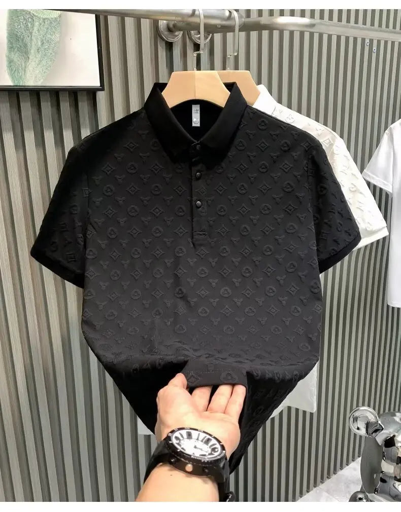 New Summer Fashion Men Polo Shirts Letter Printed Half Collar Short Sleeve Casual Breathable Streetwear Men Shirts Tops