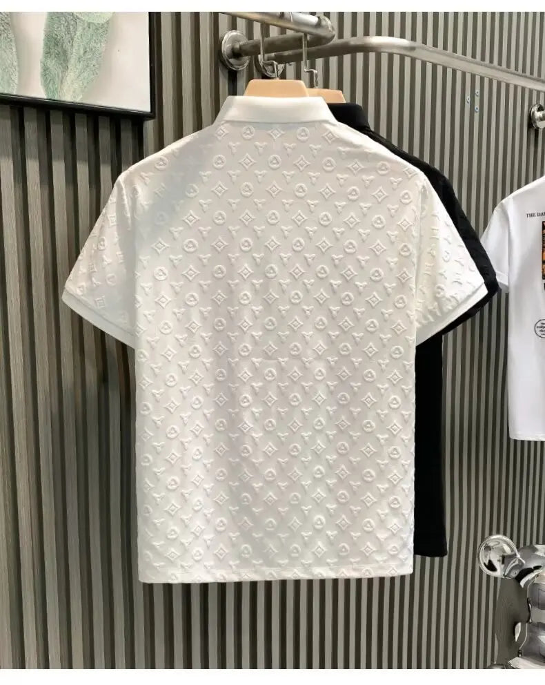 New Summer Fashion Men Polo Shirts Letter Printed Half Collar Short Sleeve Casual Breathable Streetwear Men Shirts Tops