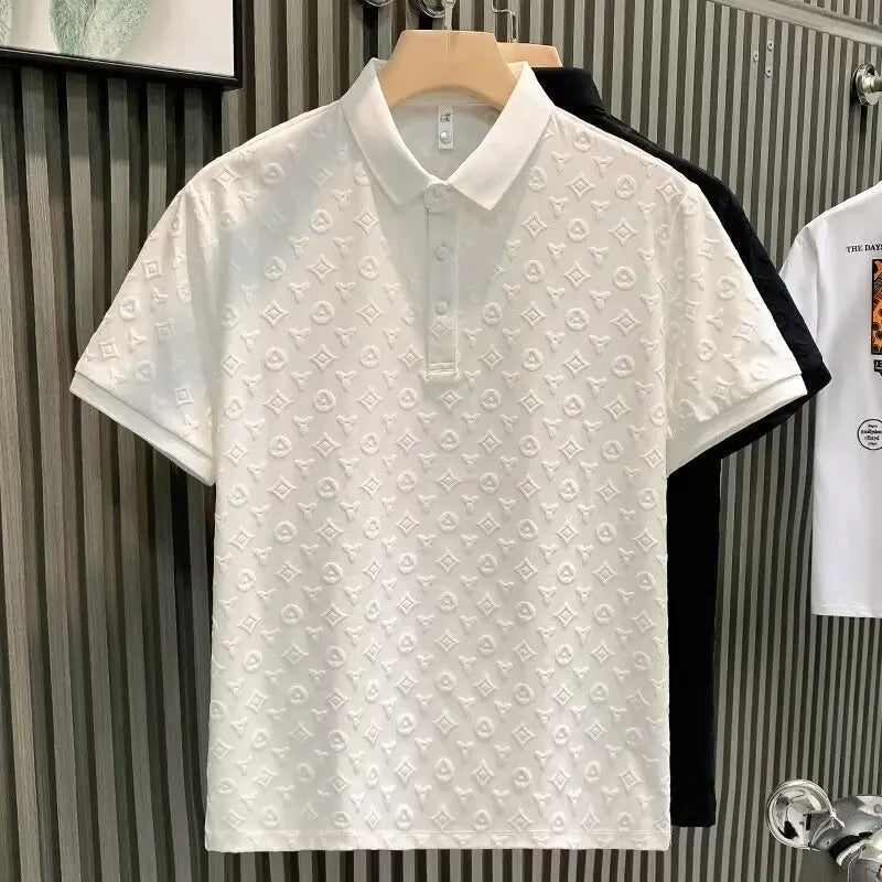 New Summer Fashion Men Polo Shirts Letter Printed Half Collar Short Sleeve Casual Breathable Streetwear Men Shirts Tops