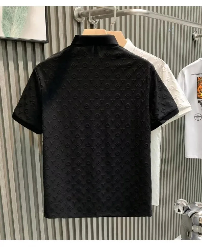 New Summer Fashion Men Polo Shirts Letter Printed Half Collar Short Sleeve Casual Breathable Streetwear Men Shirts Tops