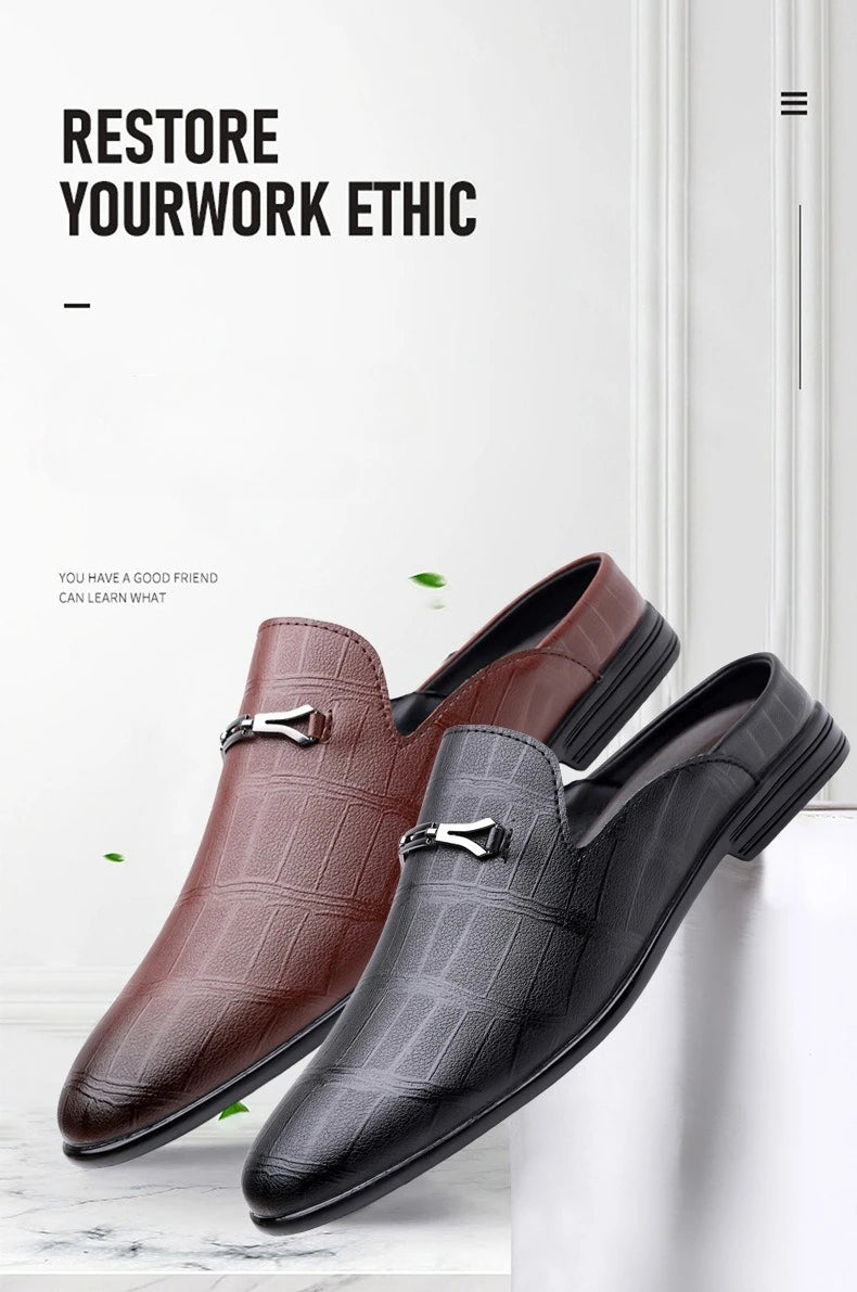 Summer New Designer Half Slippers for Men Fashion Casual Pointed-toe Dress Shoes Male Solid Color Leather Shoe Man