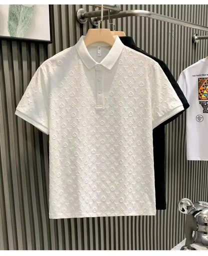 New Summer Fashion Men Polo Shirts Letter Printed Half Collar Short Sleeve Casual Breathable Streetwear Men Shirts Tops