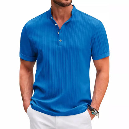 Men's Summer Striped Jacquard Shirt – Breathable, Stylish & Comfortable Short Sleeve Casual Wear