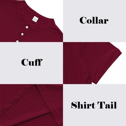 Men's Striped Knit Henley T-Shirt – Soft, Breathable & Stylish Casual Top with Short Sleeves