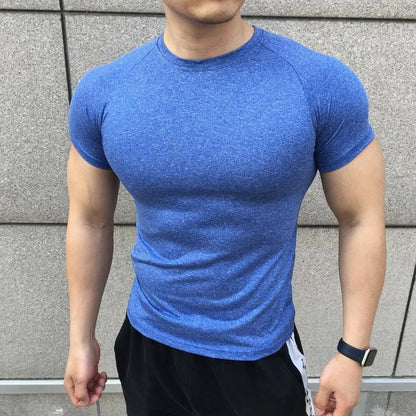 2025 Men’s Compression Workout Shirt – Short Sleeve, Elastic Fit for Gym & Running
