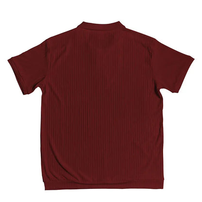 2024 Summer Knit Men’s Polo Shirt – Business Casual Striped Henry Short Sleeve for Comfort & Style