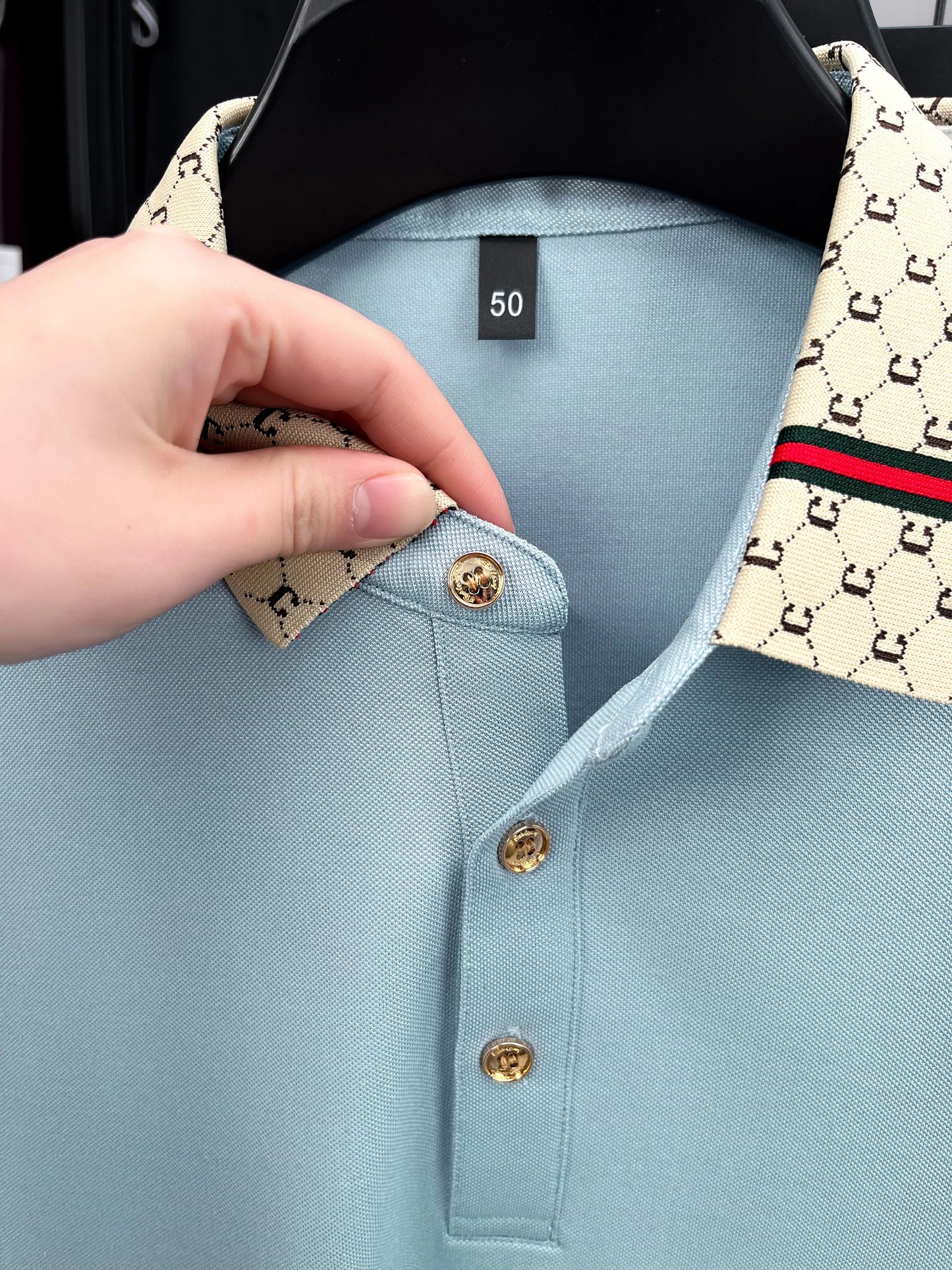 High-End Men’s Polo Shirt – Jacquard Lapel, Little Bee Embroidery & Personality Letter Design | Summer Fashion Trend