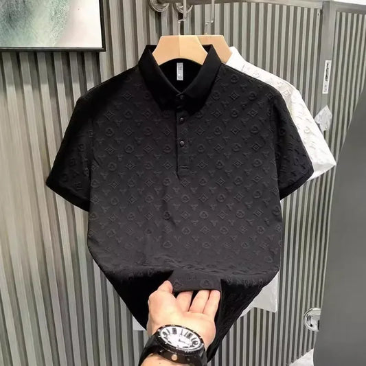 New Summer Fashion Men Polo Shirts Letter Printed Half Collar Short Sleeve Casual Breathable Streetwear Men Shirts Tops