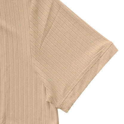 Men's Striped Knit Henley T-Shirt – Soft, Breathable & Stylish Casual Top with Short Sleeves