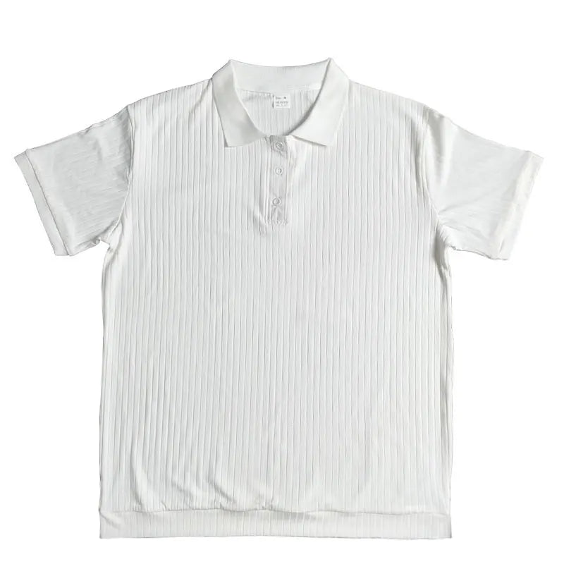 2024 Summer Knit Men’s Polo Shirt – Business Casual Striped Henry Short Sleeve for Comfort & Style
