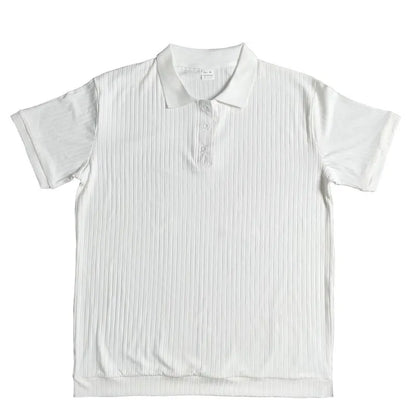 2024 Summer Knit Men’s Polo Shirt – Business Casual Striped Henry Short Sleeve for Comfort & Style