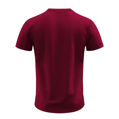 Men's Striped Knit Henley T-Shirt – Soft, Breathable & Stylish Casual Top with Short Sleeves