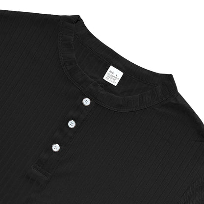 Men's Striped Knit Henley T-Shirt – Soft, Breathable & Stylish Casual Top with Short Sleeves