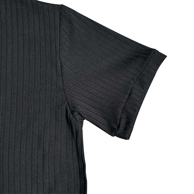 2024 Summer Knit Men’s Polo Shirt – Business Casual Striped Henry Short Sleeve for Comfort & Style