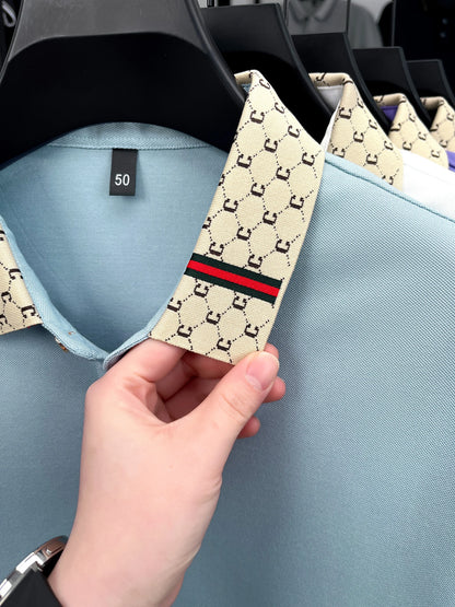 High-End Men’s Polo Shirt – Jacquard Lapel, Little Bee Embroidery & Personality Letter Design | Summer Fashion Trend