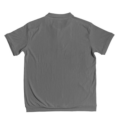 2024 Summer Knit Men’s Polo Shirt – Business Casual Striped Henry Short Sleeve for Comfort & Style