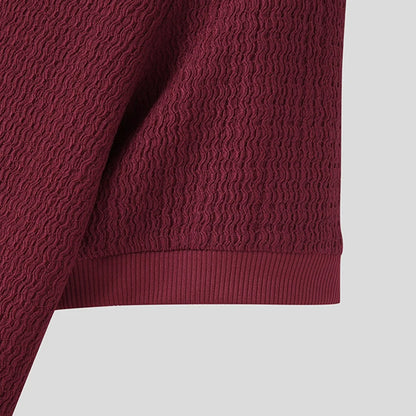 Men’s Summer Slim Fit T-Shirt – Korean Style, High-Neck, Textured Streetwear