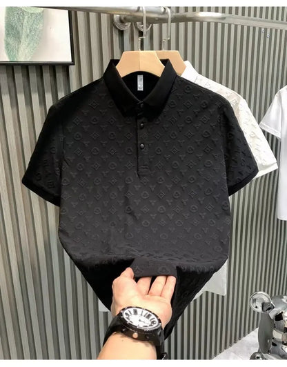 New Summer Fashion Men Polo Shirts Letter Printed Half Collar Short Sleeve Casual Breathable Streetwear Men Shirts Tops