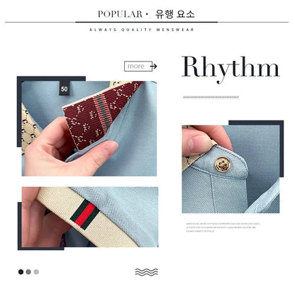 High-End Men’s Polo Shirt – Jacquard Lapel, Little Bee Embroidery & Personality Letter Design | Summer Fashion Trend