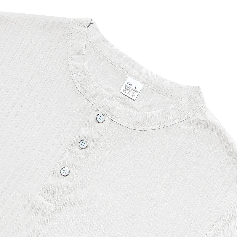 Men's Striped Knit Henley T-Shirt – Soft, Breathable & Stylish Casual Top with Short Sleeves