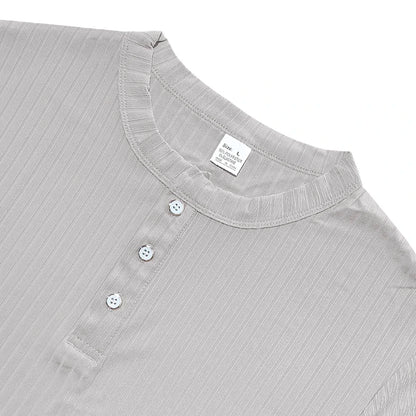 Men's Striped Knit Henley T-Shirt – Soft, Breathable & Stylish Casual Top with Short Sleeves