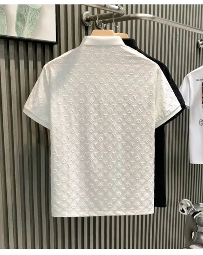 New Summer Fashion Men Polo Shirts Letter Printed Half Collar Short Sleeve Casual Breathable Streetwear Men Shirts Tops