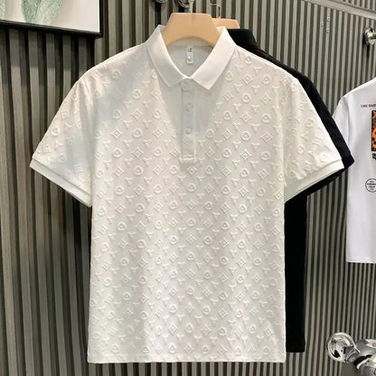 New Summer Fashion Men Polo Shirts Letter Printed Half Collar Short Sleeve Casual Breathable Streetwear Men Shirts Tops