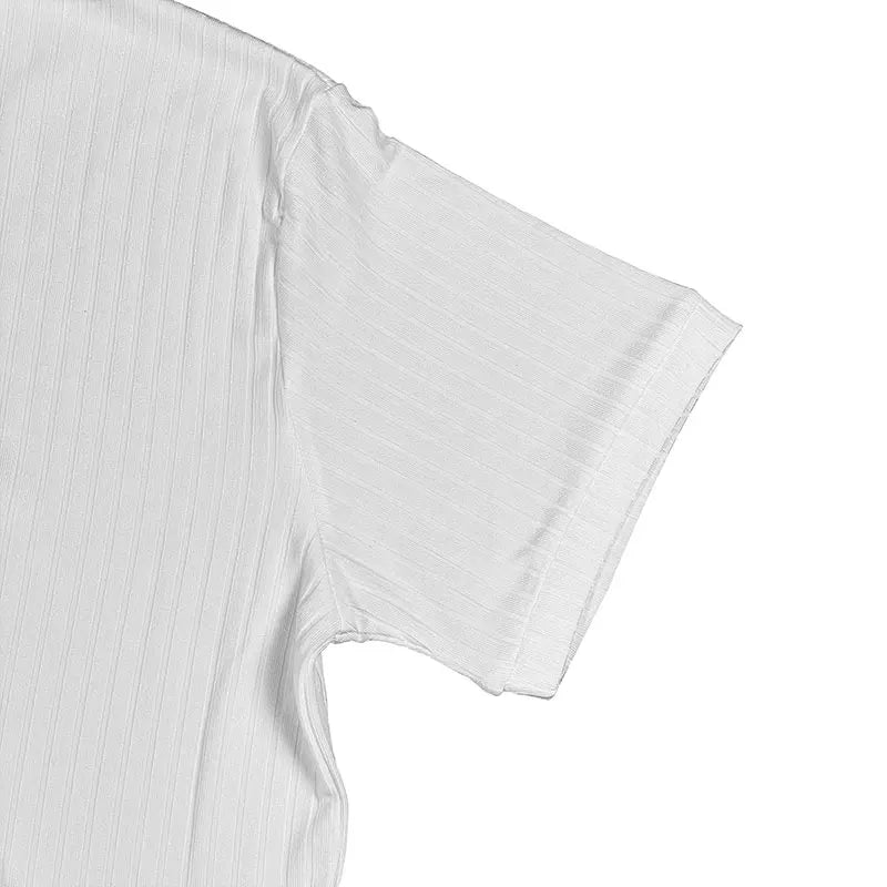 2024 Summer Knit Men’s Polo Shirt – Business Casual Striped Henry Short Sleeve for Comfort & Style