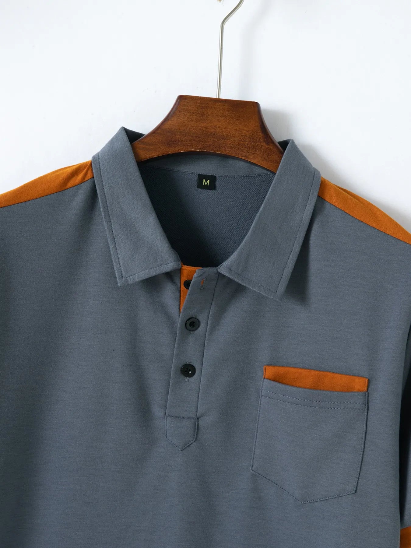 2025 New Summer Men’s Casual Polo Shirt – Short Sleeve with Chest Pocket, Lapel & Color Patchwork