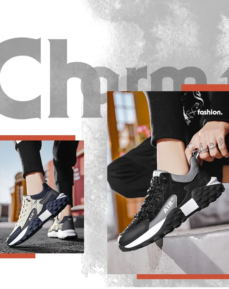 Men's Fashion Sneakers – Thick Sole & Anti-Slip Grip