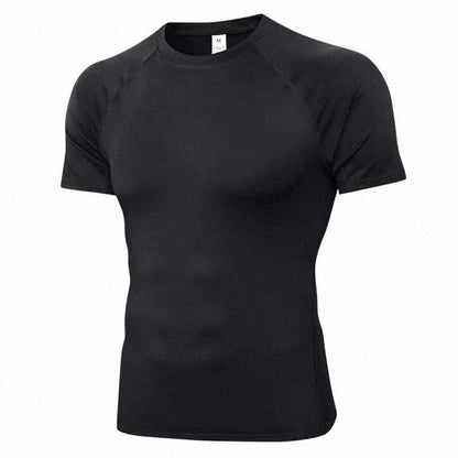 2025 Men’s Compression Workout Shirt – Short Sleeve, Elastic Fit for Gym & Running