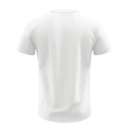 Men's Striped Knit Henley T-Shirt – Soft, Breathable & Stylish Casual Top with Short Sleeves