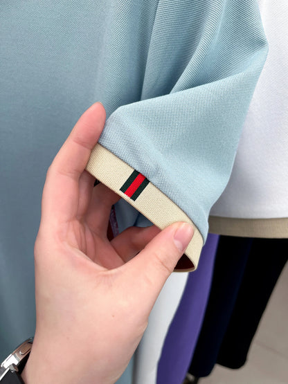 High-End Men’s Polo Shirt – Jacquard Lapel, Little Bee Embroidery & Personality Letter Design | Summer Fashion Trend