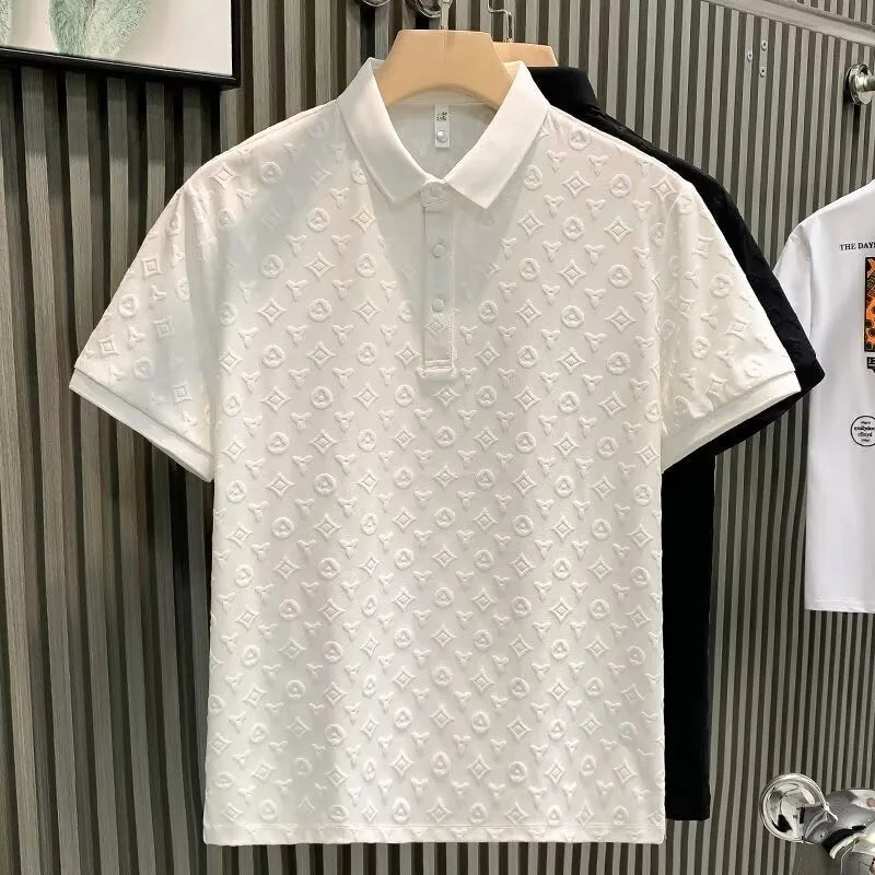 New Summer Fashion Men Polo Shirts Letter Printed Half Collar Short Sleeve Casual Breathable Streetwear Men Shirts Tops