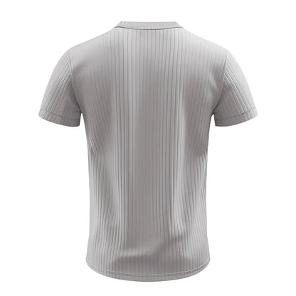 Men's Striped Knit Henley T-Shirt – Soft, Breathable & Stylish Casual Top with Short Sleeves